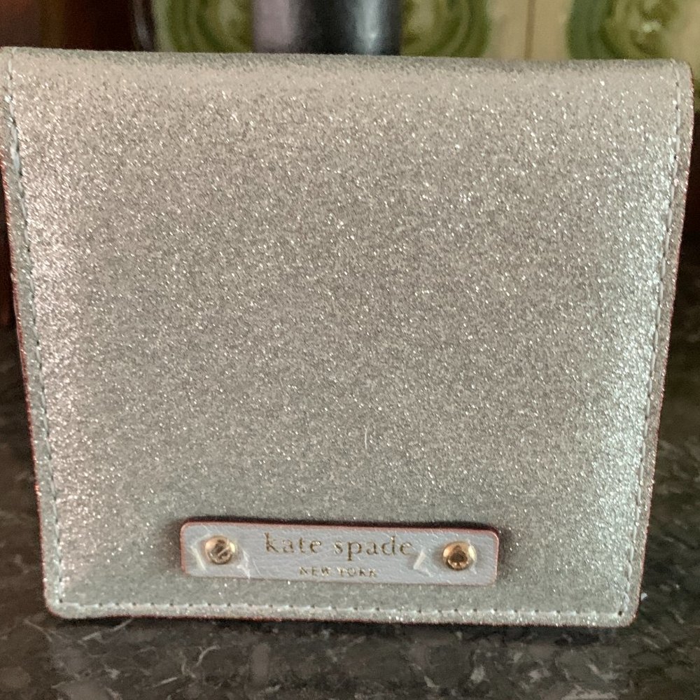 Kate Spade Serenade Haven Lane Silver Glitter Small Wallet NWT